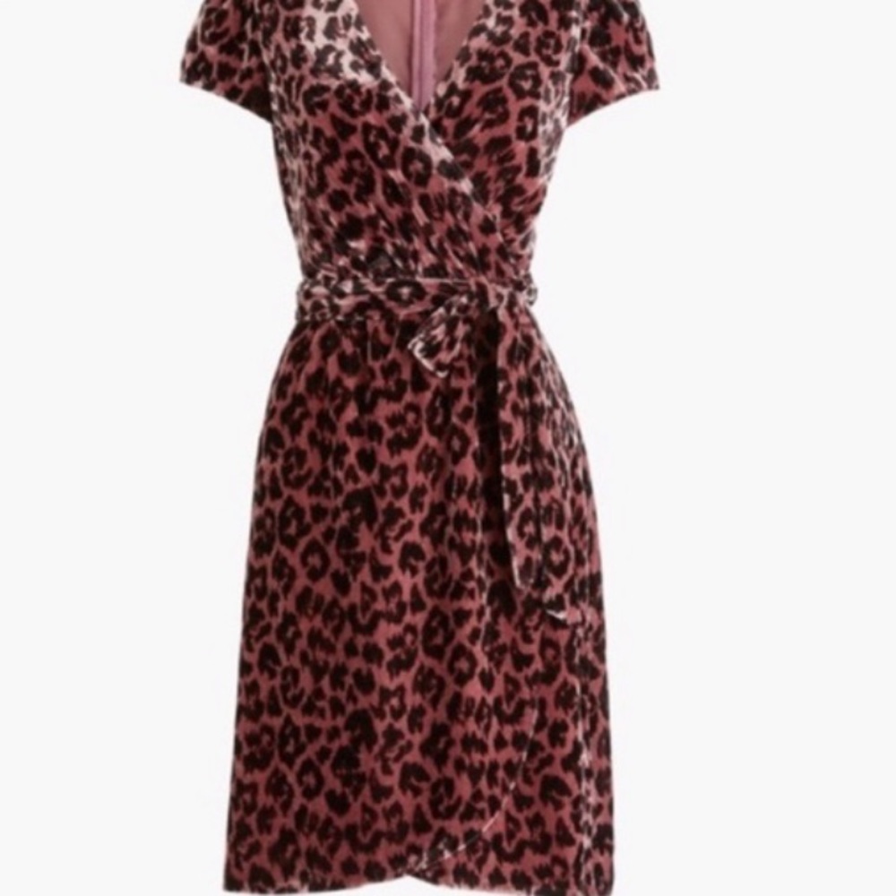 J. Crew faux wrap velvet leopard dress